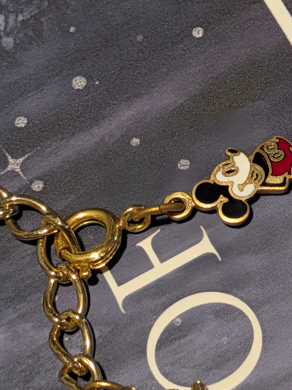 Vintage Gold Charm Bracelet with Donald Duck and Mickey Mouse Charms